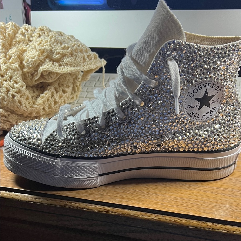 Converse Women's Silver Studded High-Top Sneakers - Picture 2 of 4